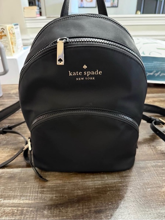 kate spade Handbags - kate spade black nylon mini backpack with gold logo